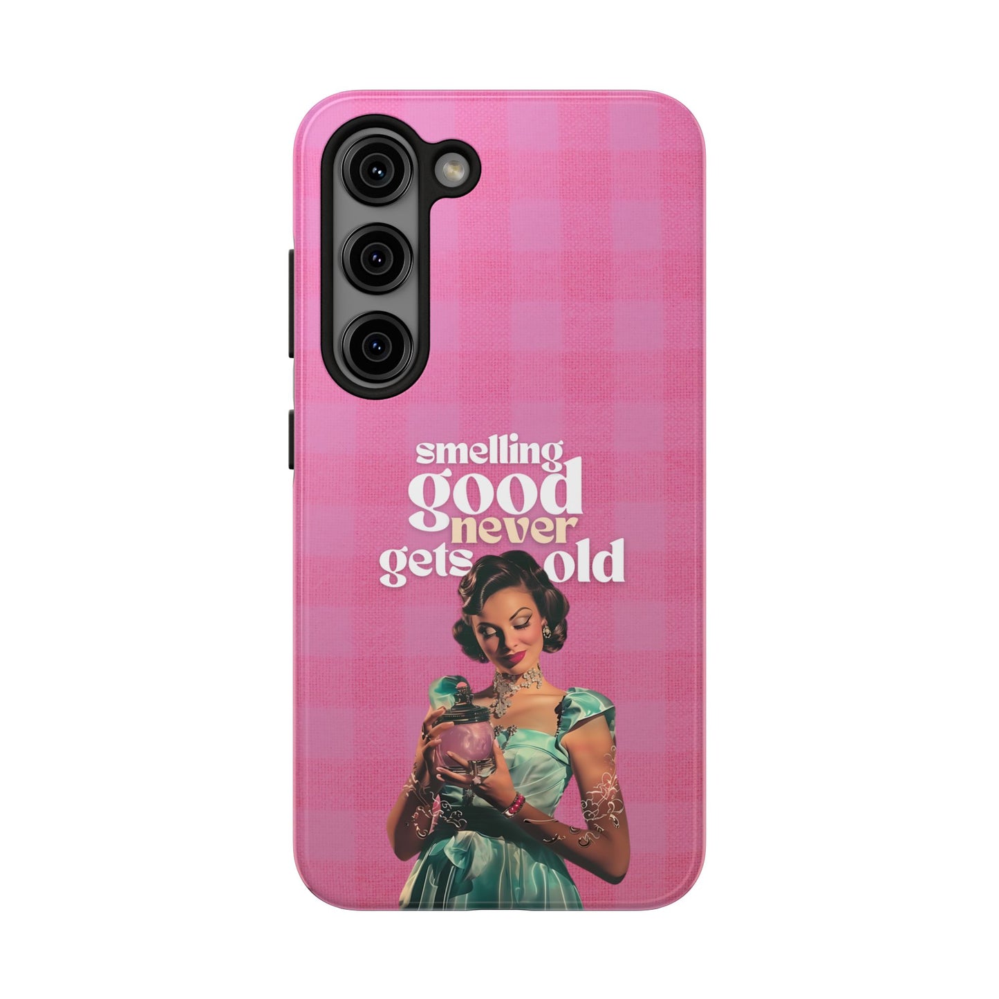 Smelling Good Never Gets Old - Pink Retro Perfume-Inspired Tough Phone Case