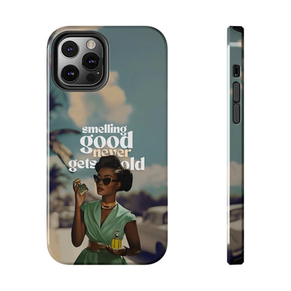 Vintage Black Girl Melanin Phone Case iPhone Samsung"Smelling Good Never Gets Old"