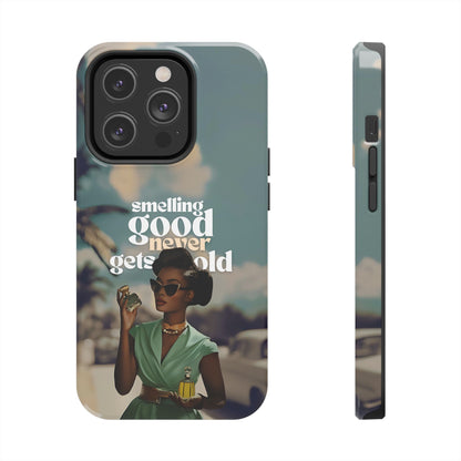 Vintage Black Girl Melanin Phone Case iPhone Samsung"Smelling Good Never Gets Old"