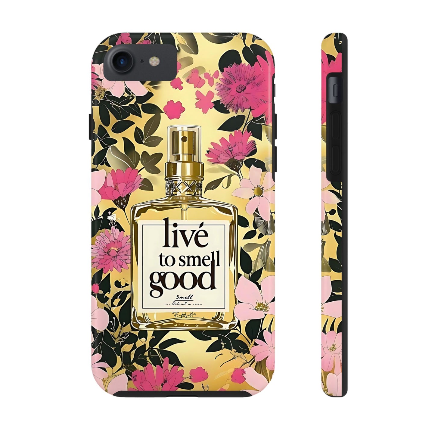 Vintage Perfume Phone Case iPhone Samsung "Live To Smell Good" Yellow Tough Case