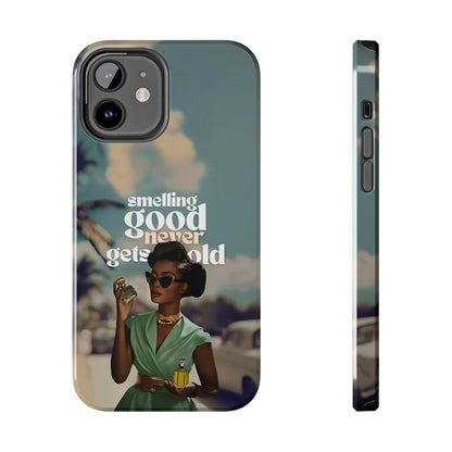 Vintage Black Girl Melanin Phone Case iPhone Samsung"Smelling Good Never Gets Old"