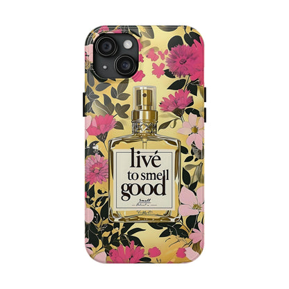 Vintage Perfume Phone Case iPhone Samsung "Live To Smell Good" Yellow Tough Case