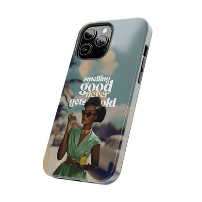 Vintage Black Girl Melanin Phone Case iPhone Samsung"Smelling Good Never Gets Old"