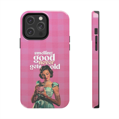 Smelling Good Never Gets Old - Pink Retro Perfume-Inspired Tough Phone Case