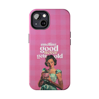 Smelling Good Never Gets Old - Pink Retro Perfume-Inspired Tough Phone Case