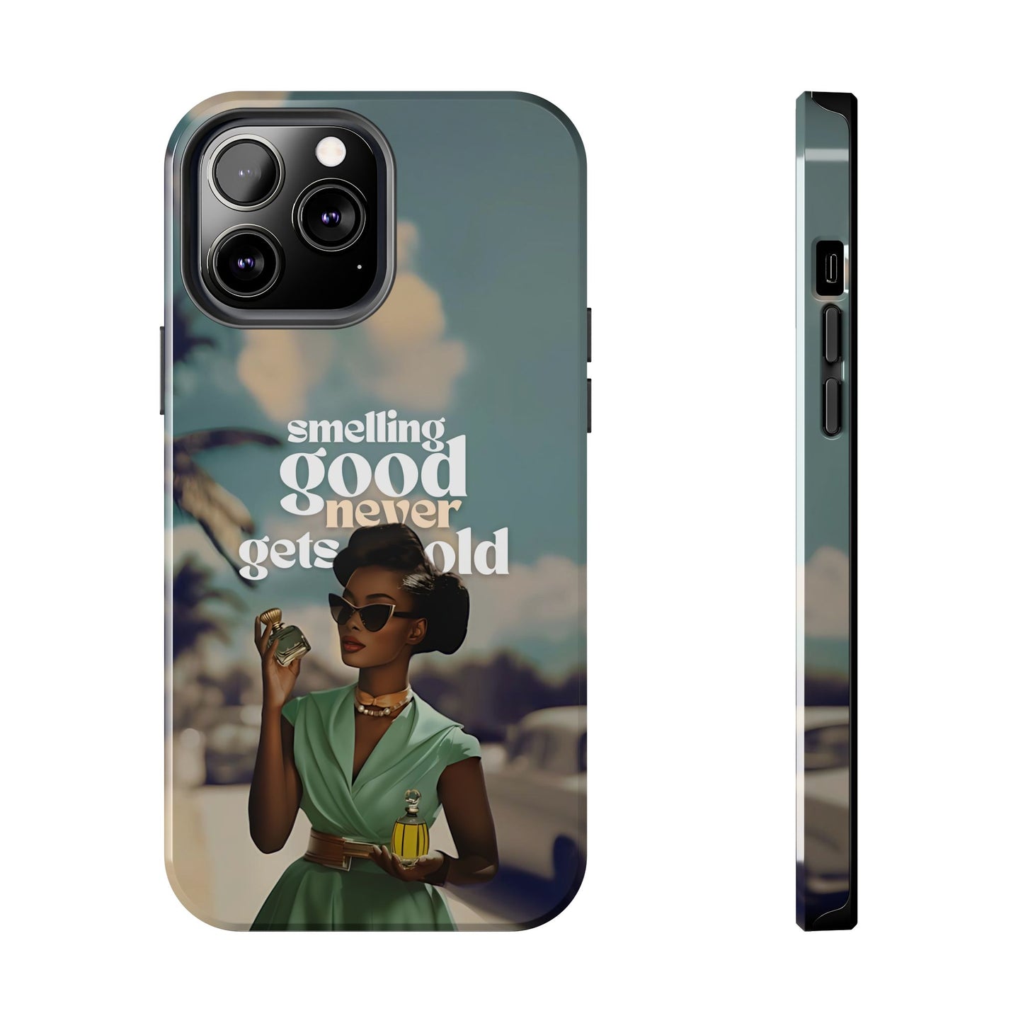 Vintage Black Girl Melanin Phone Case iPhone Samsung"Smelling Good Never Gets Old"