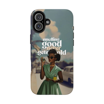 Vintage Black Girl Melanin Phone Case iPhone Samsung"Smelling Good Never Gets Old"