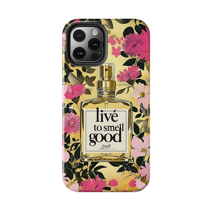 Vintage Perfume Phone Case iPhone Samsung "Live To Smell Good" Yellow Tough Case