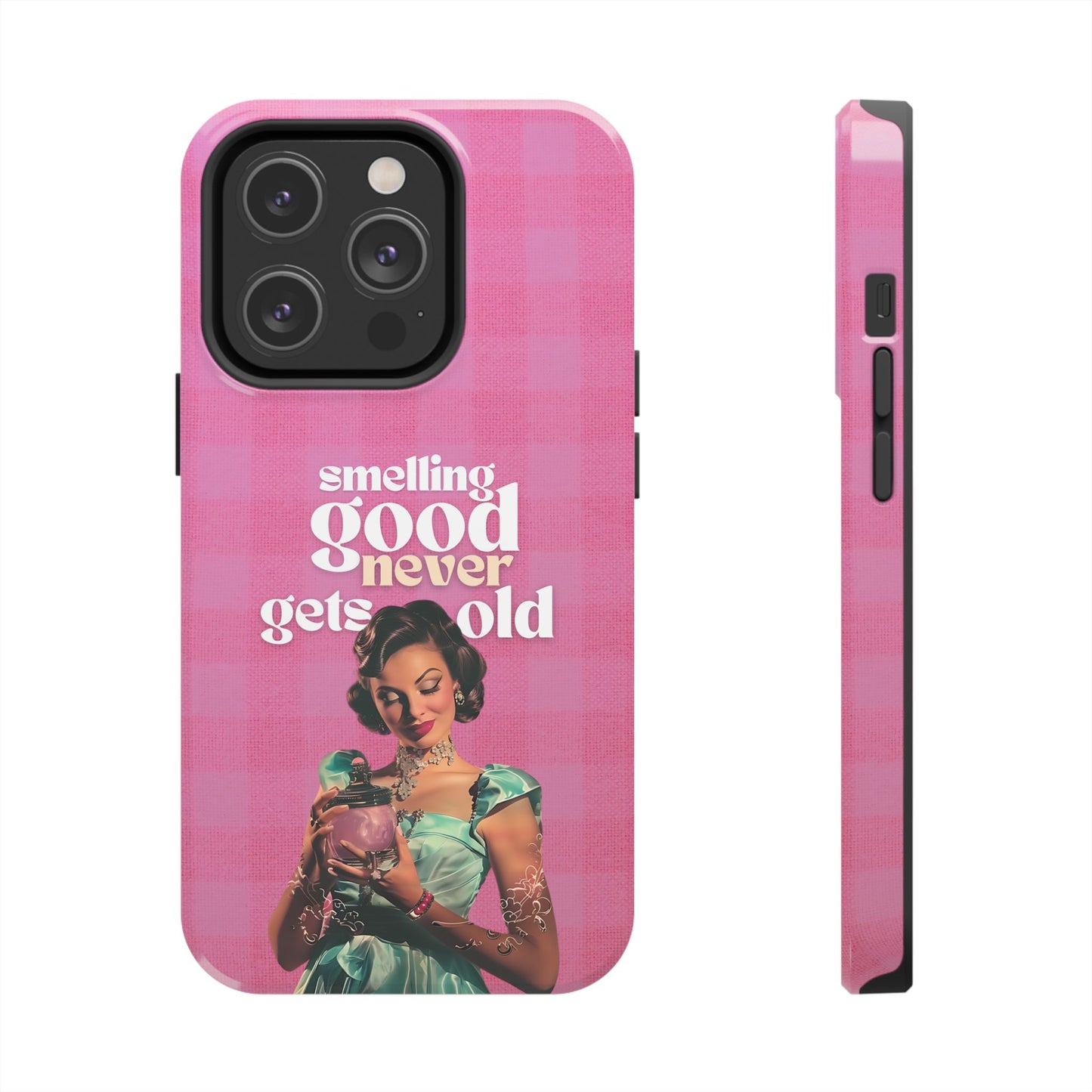 Smelling Good Never Gets Old - Pink Retro Perfume-Inspired Tough Phone Case