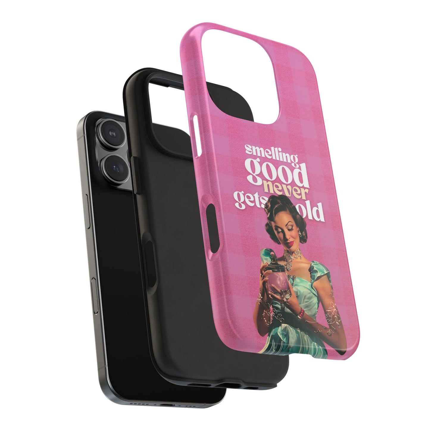 Smelling Good Never Gets Old - Pink Retro Perfume-Inspired Tough Phone Case