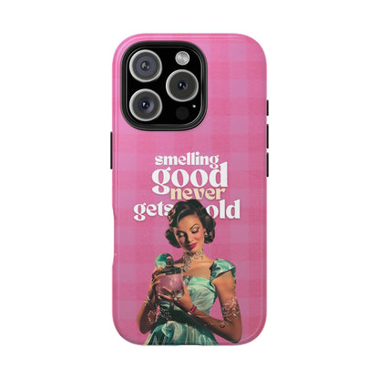 Smelling Good Never Gets Old - Pink Retro Perfume-Inspired Tough Phone Case