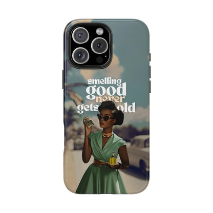 Vintage Black Girl Melanin Phone Case iPhone Samsung"Smelling Good Never Gets Old"