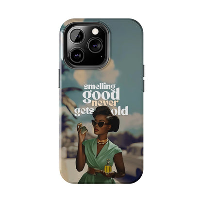 Vintage Black Girl Melanin Phone Case iPhone Samsung"Smelling Good Never Gets Old"