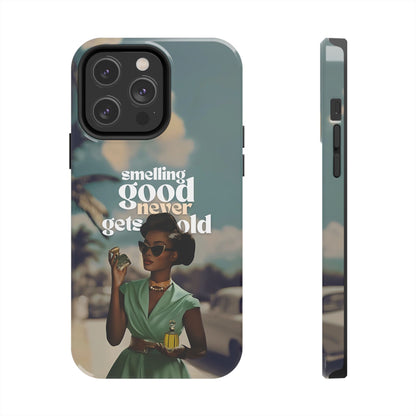 Vintage Black Girl Melanin Phone Case iPhone Samsung"Smelling Good Never Gets Old"