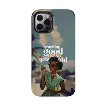 Vintage Black Girl Melanin Phone Case iPhone Samsung"Smelling Good Never Gets Old"