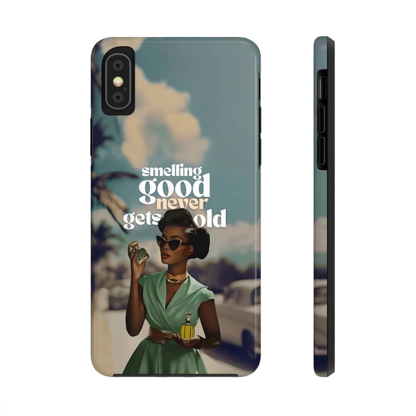 Vintage Black Girl Melanin Phone Case iPhone Samsung"Smelling Good Never Gets Old"