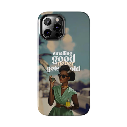 Vintage Black Girl Melanin Phone Case iPhone Samsung"Smelling Good Never Gets Old"