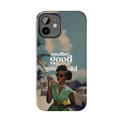 Vintage Black Girl Melanin Phone Case iPhone Samsung"Smelling Good Never Gets Old"