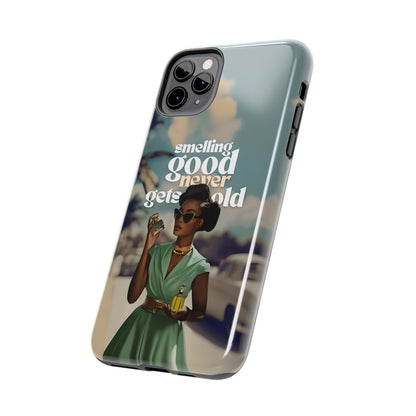 Vintage Black Girl Melanin Phone Case iPhone Samsung"Smelling Good Never Gets Old"