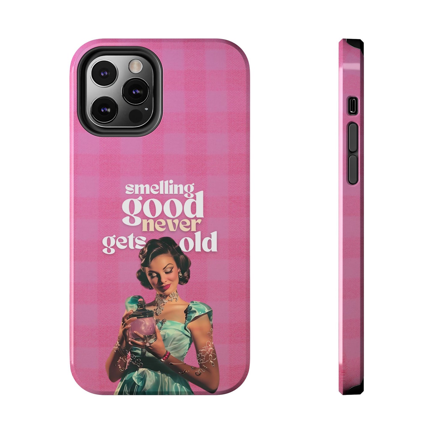 Smelling Good Never Gets Old - Pink Retro Perfume-Inspired Tough Phone Case