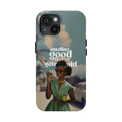 Vintage Black Girl Melanin Phone Case iPhone Samsung"Smelling Good Never Gets Old"