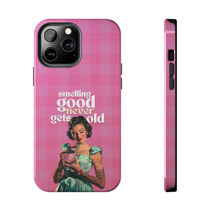 Smelling Good Never Gets Old - Pink Retro Perfume-Inspired Tough Phone Case