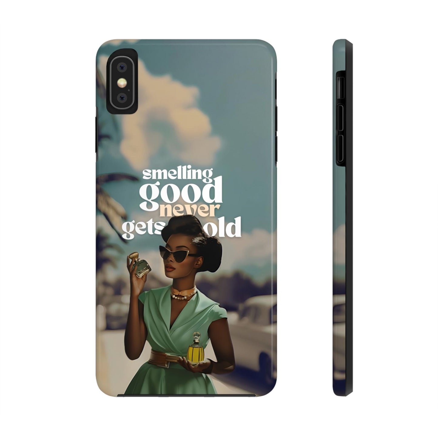 Vintage Black Girl Melanin Phone Case iPhone Samsung"Smelling Good Never Gets Old"