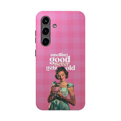 Smelling Good Never Gets Old - Pink Retro Perfume-Inspired Tough Phone Case