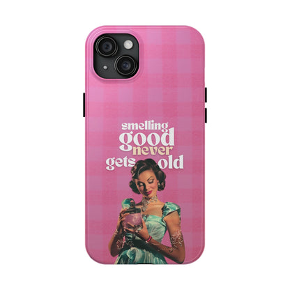 Smelling Good Never Gets Old - Pink Retro Perfume-Inspired Tough Phone Case