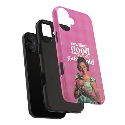 Smelling Good Never Gets Old - Pink Retro Perfume-Inspired Tough Phone Case