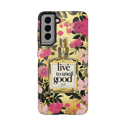 Vintage Perfume Phone Case iPhone Samsung "Live To Smell Good" Yellow Tough Case