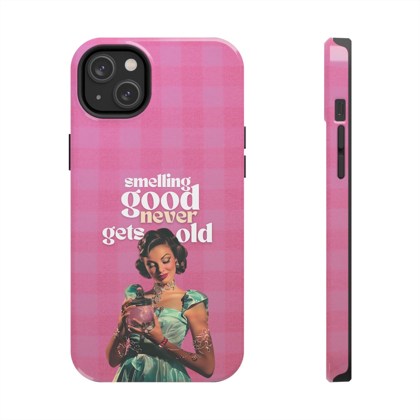 Smelling Good Never Gets Old - Pink Retro Perfume-Inspired Tough Phone Case