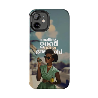 Vintage Black Girl Melanin Phone Case iPhone Samsung"Smelling Good Never Gets Old"