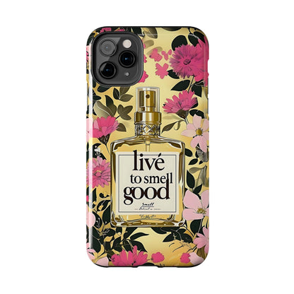 Vintage Perfume Phone Case iPhone Samsung "Live To Smell Good" Yellow Tough Case