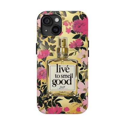 Vintage Perfume Phone Case iPhone Samsung "Live To Smell Good" Yellow Tough Case