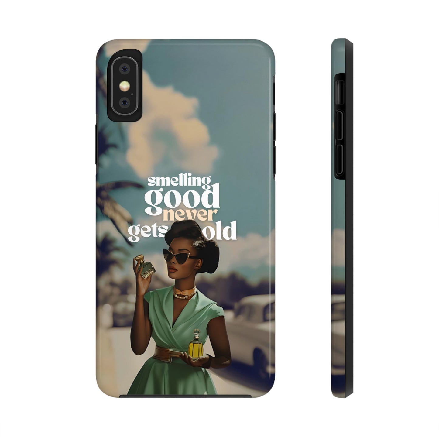 Vintage Black Girl Melanin Phone Case iPhone Samsung"Smelling Good Never Gets Old"