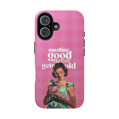 Smelling Good Never Gets Old - Pink Retro Perfume-Inspired Tough Phone Case