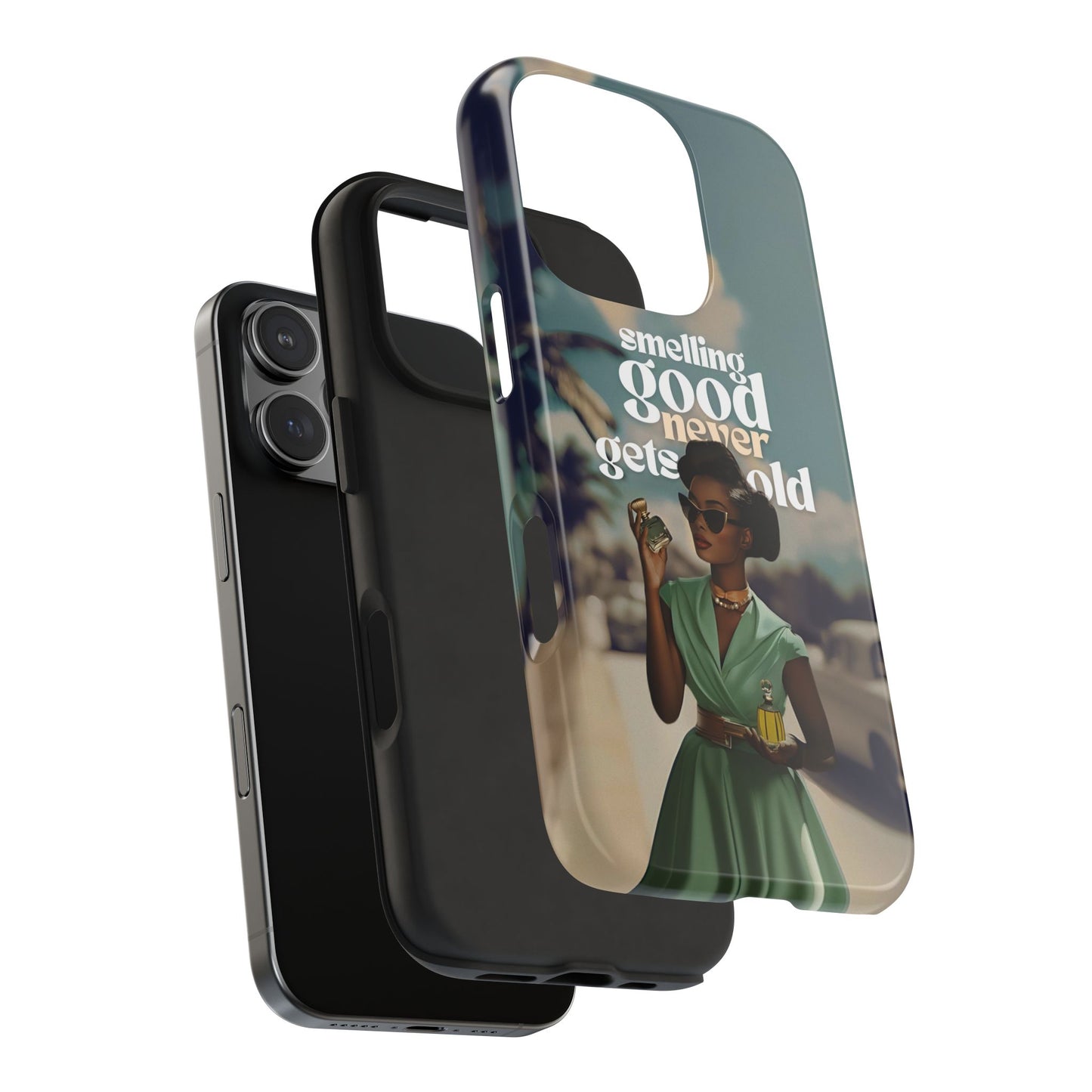 Vintage Black Girl Melanin Phone Case iPhone Samsung"Smelling Good Never Gets Old"