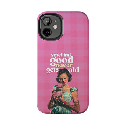 Smelling Good Never Gets Old - Pink Retro Perfume-Inspired Tough Phone Case