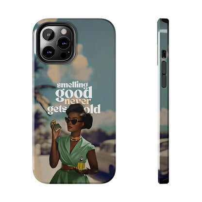 Vintage Black Girl Melanin Phone Case iPhone Samsung"Smelling Good Never Gets Old"