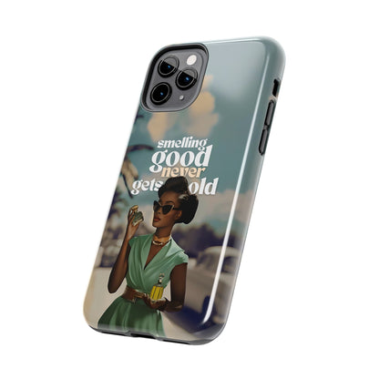 Vintage Black Girl Melanin Phone Case iPhone Samsung"Smelling Good Never Gets Old"