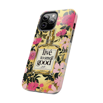 Vintage Perfume Phone Case iPhone Samsung "Live To Smell Good" Yellow Tough Case