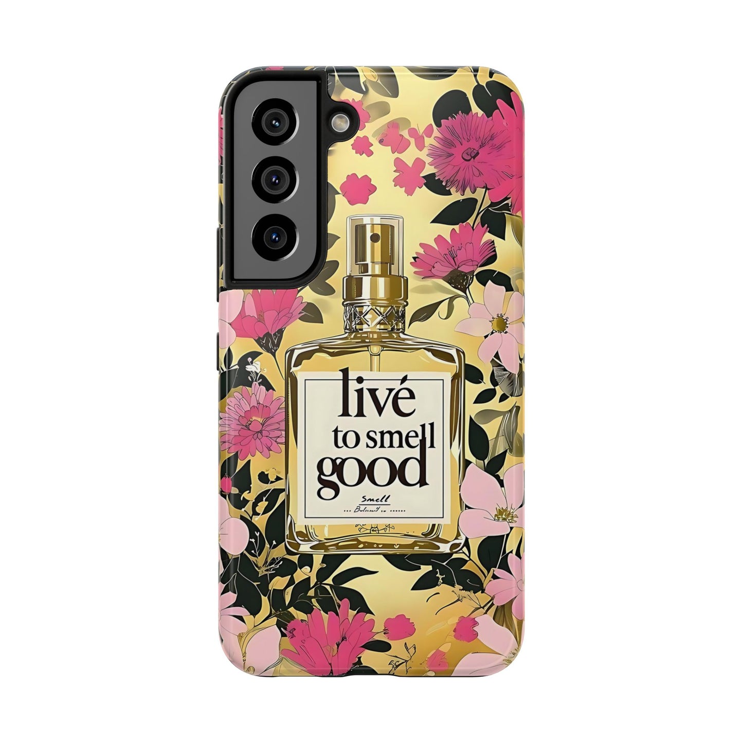 Vintage Perfume Phone Case iPhone Samsung "Live To Smell Good" Yellow Tough Case