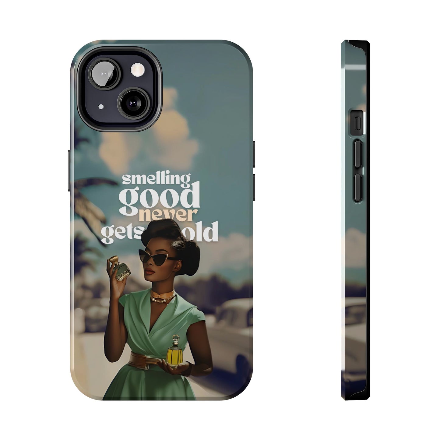 Vintage Black Girl Melanin Phone Case iPhone Samsung"Smelling Good Never Gets Old"