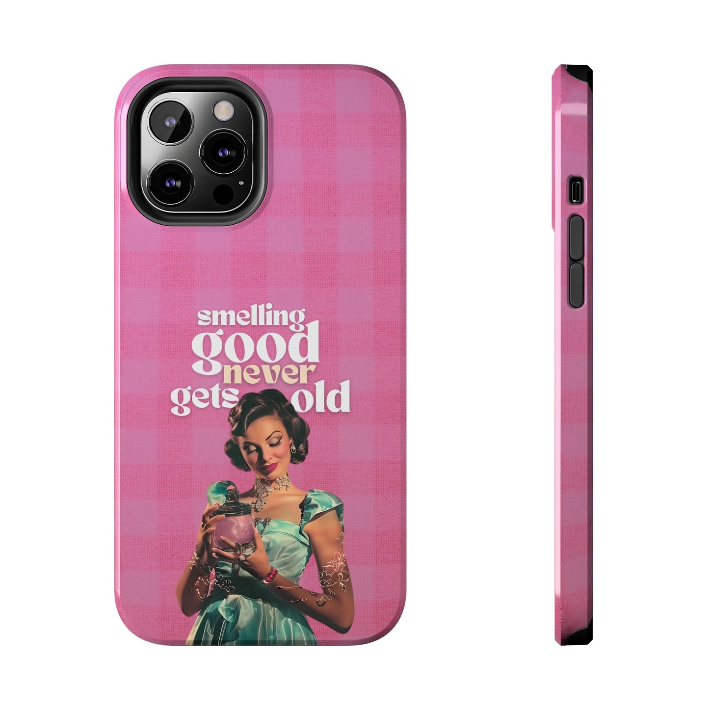 Smelling Good Never Gets Old - Pink Retro Perfume-Inspired Tough Phone Case