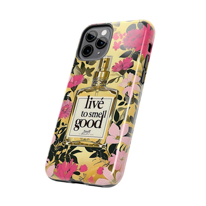 Vintage Perfume Phone Case iPhone Samsung "Live To Smell Good" Yellow Tough Case