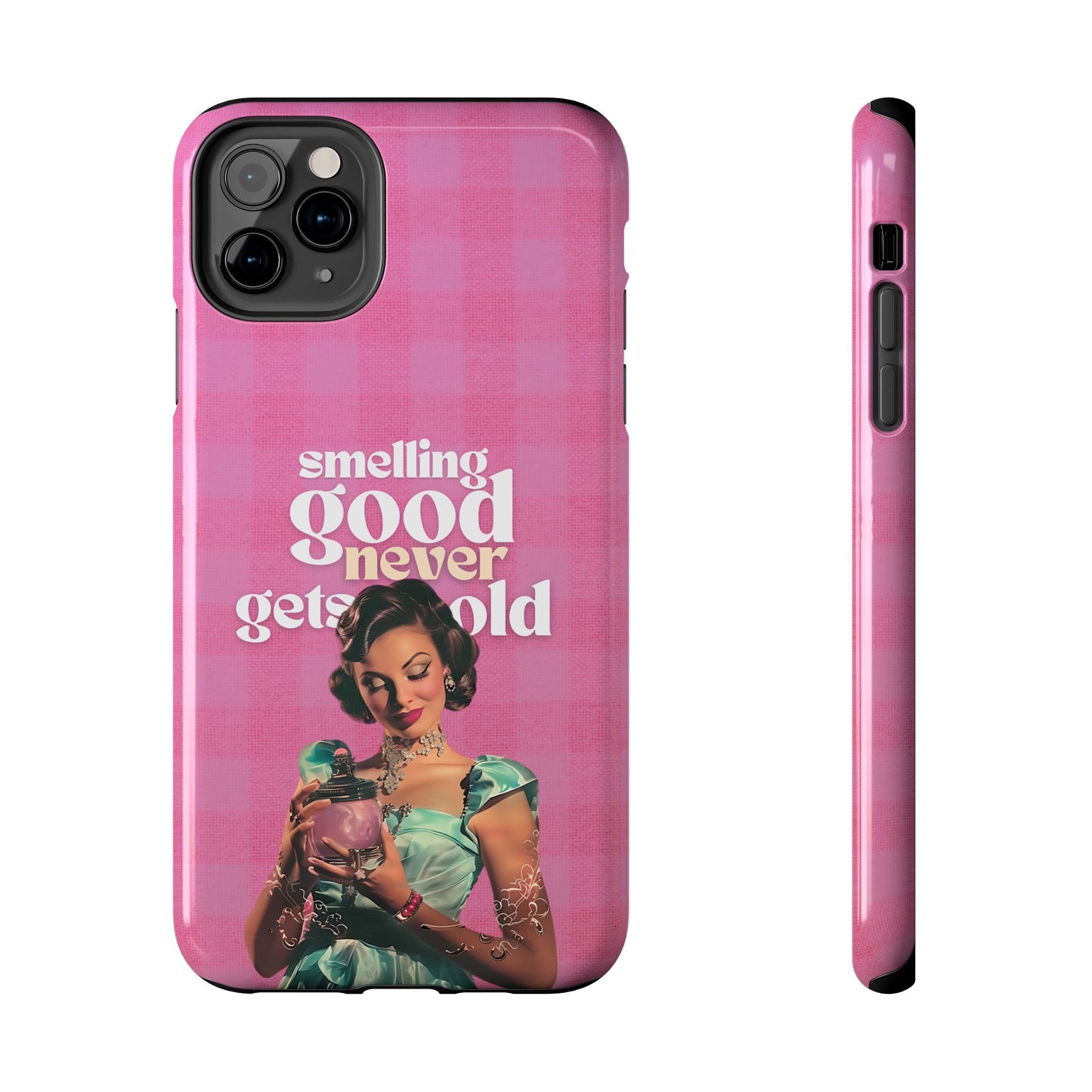 Smelling Good Never Gets Old - Pink Retro Perfume-Inspired Tough Phone Case