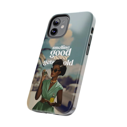 Vintage Black Girl Melanin Phone Case iPhone Samsung"Smelling Good Never Gets Old"