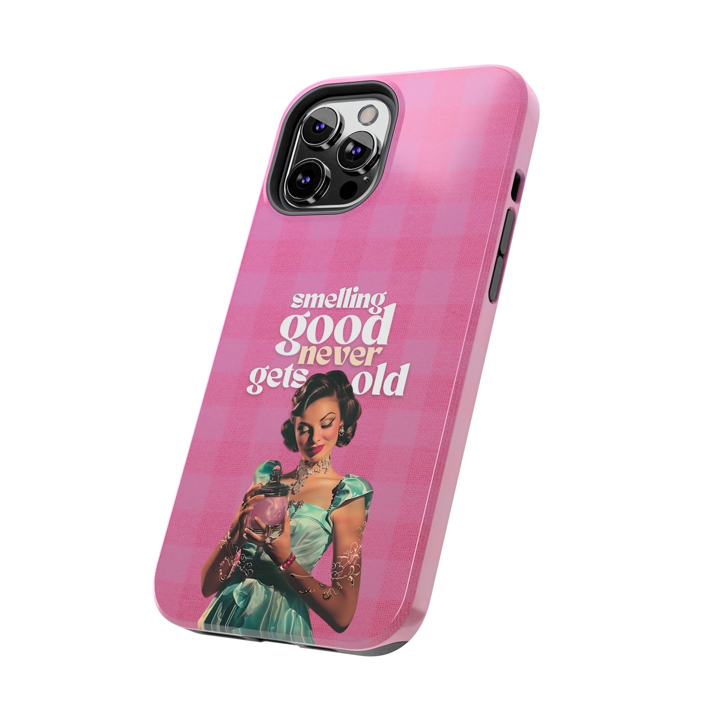 Smelling Good Never Gets Old - Pink Retro Perfume-Inspired Tough Phone Case