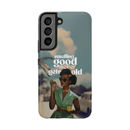 Vintage Black Girl Melanin Phone Case iPhone Samsung"Smelling Good Never Gets Old"